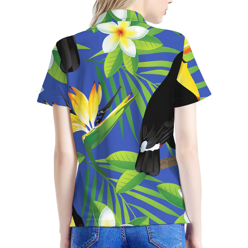 Tropical Keel-Billed Toucan Print Women's Polo Shirt