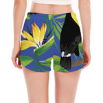 Tropical Keel-Billed Toucan Print Women's Split Running Shorts
