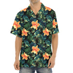 Tropical Leaf And Hawaiian Flower Print Aloha Shirt