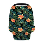 Tropical Leaf And Hawaiian Flower Print Baby Seat Cover