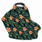 Tropical Leaf And Hawaiian Flower Print Baby Seat Cover