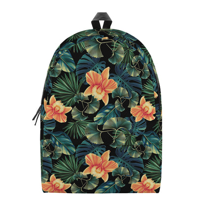Tropical Leaf And Hawaiian Flower Print Backpack