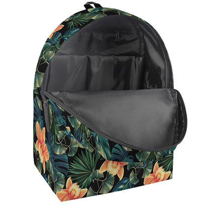 Tropical Leaf And Hawaiian Flower Print Backpack