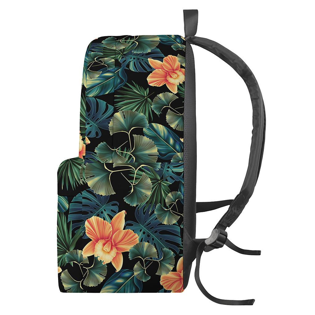 Tropical Leaf And Hawaiian Flower Print Backpack