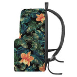 Tropical Leaf And Hawaiian Flower Print Backpack