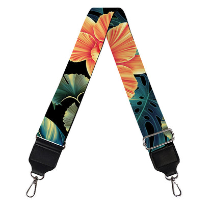 Tropical Leaf And Hawaiian Flower Print Bag Strap