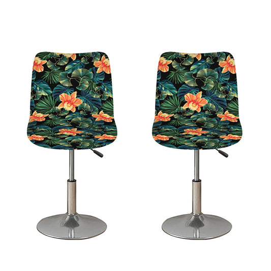 Tropical Leaf And Hawaiian Flower Print Bar Stool Covers