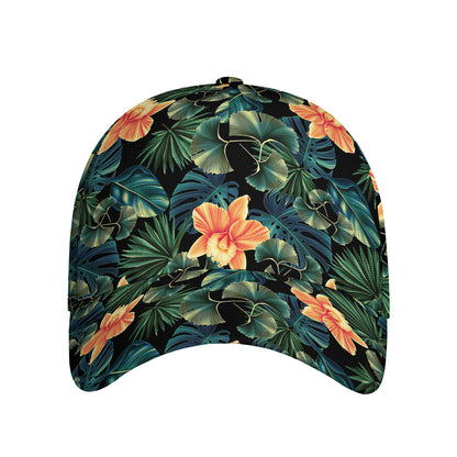 Tropical Leaf And Hawaiian Flower Print Baseball Cap