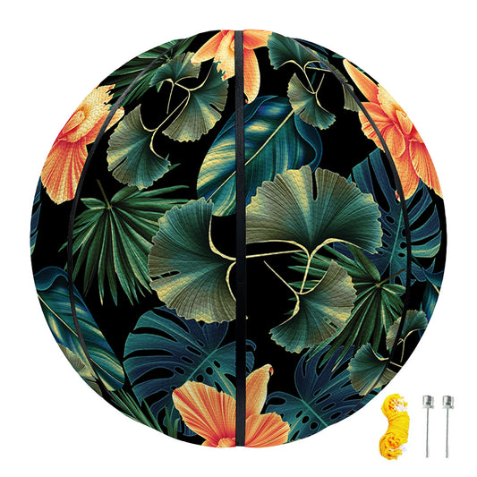 Tropical Leaf And Hawaiian Flower Print Basketball