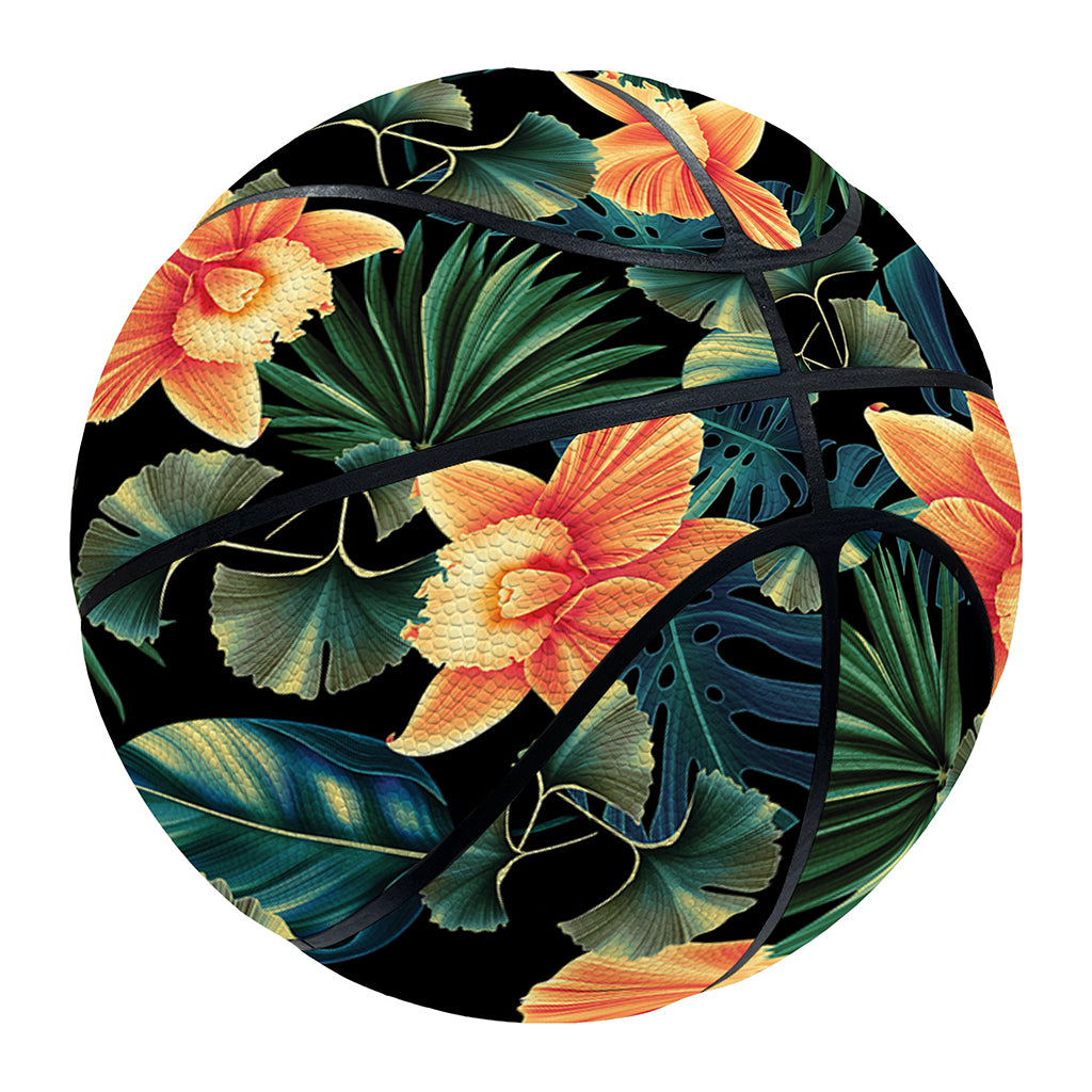 Tropical Leaf And Hawaiian Flower Print Basketball