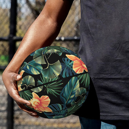 Tropical Leaf And Hawaiian Flower Print Basketball