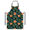 Tropical Leaf And Hawaiian Flower Print Bib Apron With Pocket