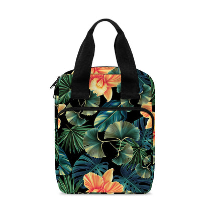 Tropical Leaf And Hawaiian Flower Print Bible Tote Bag