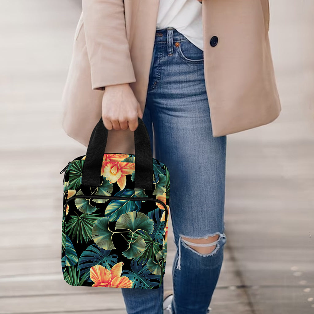 Tropical Leaf And Hawaiian Flower Print Bible Tote Bag