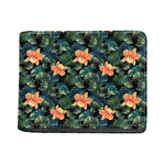 Tropical Leaf And Hawaiian Flower Print Bifold Wallet