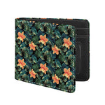 Tropical Leaf And Hawaiian Flower Print Bifold Wallet