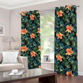Tropical Leaf And Hawaiian Flower Print Dimout Grommet Curtains