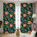 Tropical Leaf And Hawaiian Flower Print Dimout Pencil Pleat Curtains