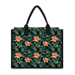 Tropical Leaf And Hawaiian Flower Print Canvas Tote Bag