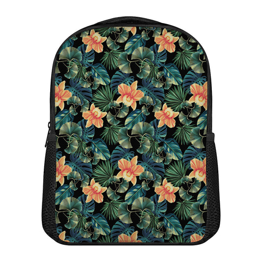 Tropical Leaf And Hawaiian Flower Print Casual Backpack