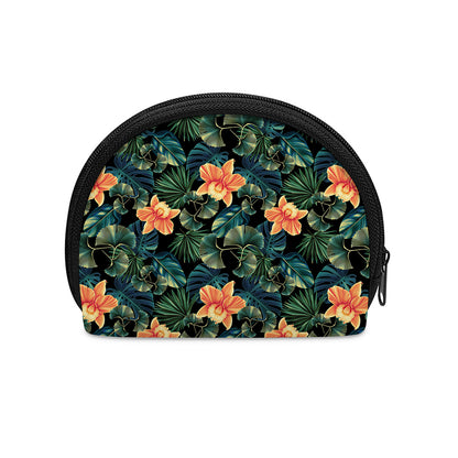 Tropical Leaf And Hawaiian Flower Print Coin Purse