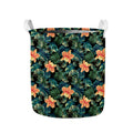 Tropical Leaf And Hawaiian Flower Print Collapsible Laundry Basket