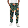 Tropical Leaf And Hawaiian Flower Print Cotton Sweatpants