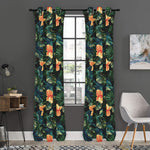 Tropical Leaf And Hawaiian Flower Print Curtain