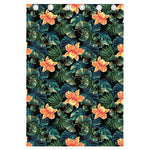 Tropical Leaf And Hawaiian Flower Print Curtain