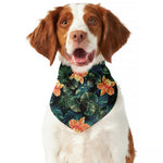 Tropical Leaf And Hawaiian Flower Print Dog Bandana