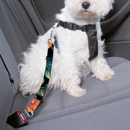 Tropical Leaf And Hawaiian Flower Print Dog Seat Belt