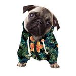 Tropical Leaf And Hawaiian Flower Print Dog Zip Up Hoodie