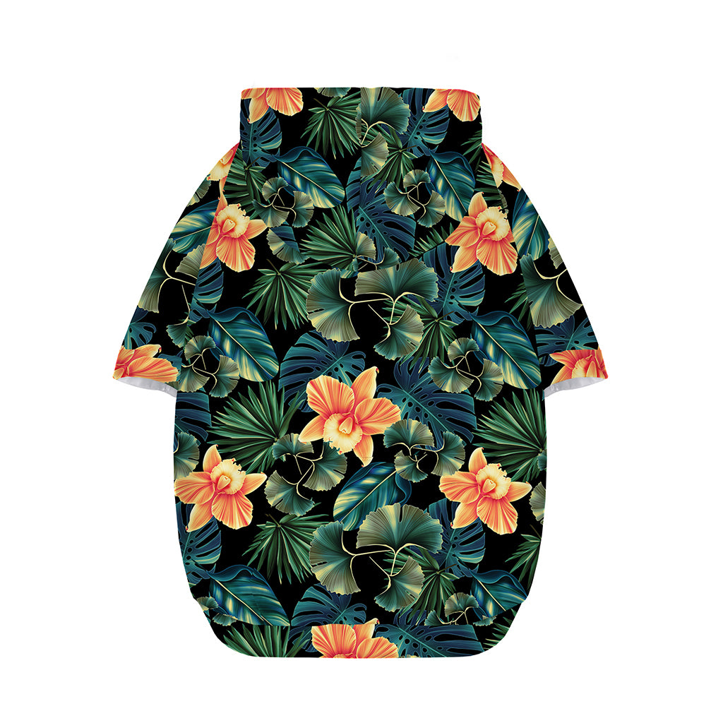 Tropical Leaf And Hawaiian Flower Print Dog Zip Up Hoodie