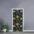 Tropical Leaf And Hawaiian Flower Print Door Sticker