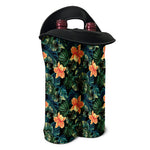 Tropical Leaf And Hawaiian Flower Print Double Neoprene Wine Tote