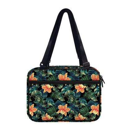 Tropical Leaf And Hawaiian Flower Print Double Strap Bible Bag