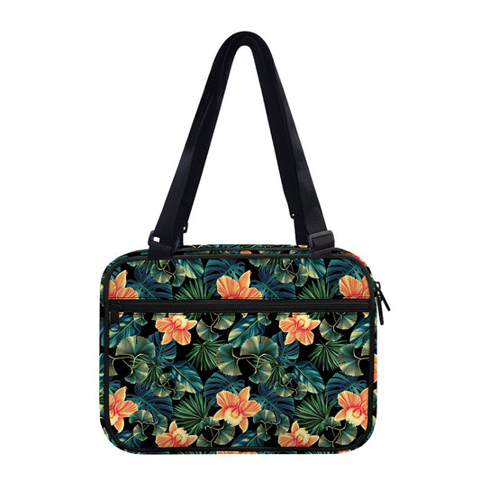 Tropical Leaf And Hawaiian Flower Print Double Strap Bible Bag