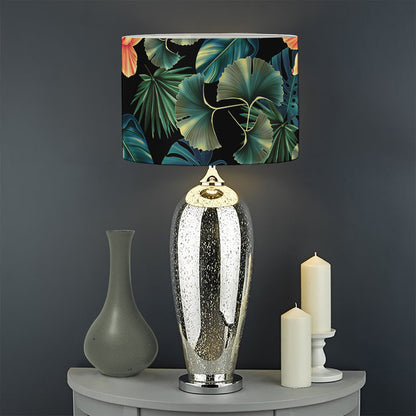 Tropical Leaf And Hawaiian Flower Print Drum Lamp Shade