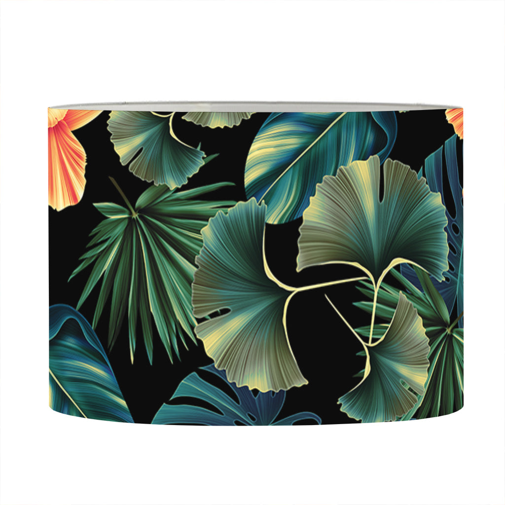 Tropical Leaf And Hawaiian Flower Print Drum Lamp Shade
