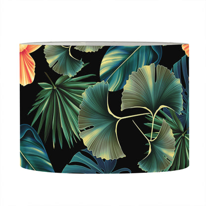 Tropical Leaf And Hawaiian Flower Print Drum Lamp Shade