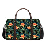 Tropical Leaf And Hawaiian Flower Print Duffle Bag
