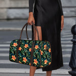 Tropical Leaf And Hawaiian Flower Print Duffle Bag