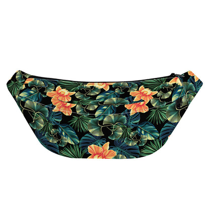Tropical Leaf And Hawaiian Flower Print Fanny Pack