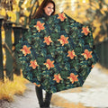 Tropical Leaf And Hawaiian Flower Print Foldable Umbrella