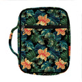 Tropical Leaf And Hawaiian Flower Print Front Pocket Bible Bag