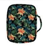 Tropical Leaf And Hawaiian Flower Print Front Pocket Bible Bag