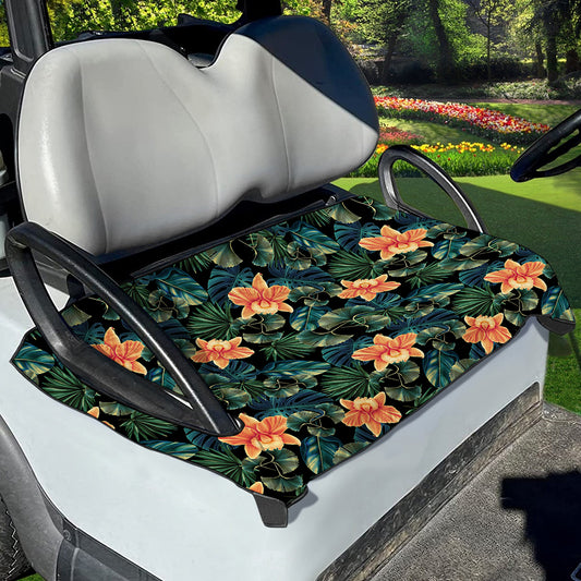 Tropical Leaf And Hawaiian Flower Print Golf Cart Seat Cover