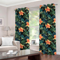 Tropical Leaf And Hawaiian Flower Print Grommet Curtains