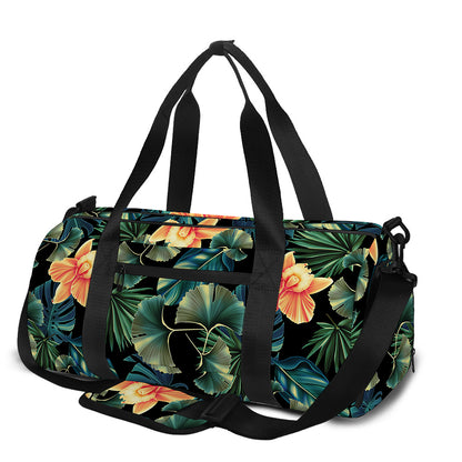 Tropical Leaf And Hawaiian Flower Print Gym Bag