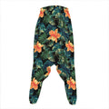 Tropical Leaf And Hawaiian Flower Print Hammer Pants
